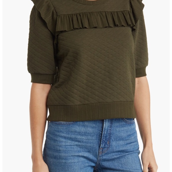 Grey Collective Mixed Media Sweatshirt NWOT L - Picture 3 of 4